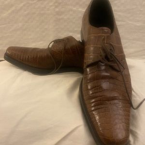 Prada men’s tan crocodile shoes